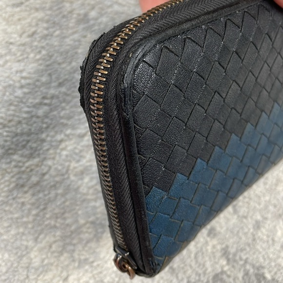Rare Bottega Veneta Intrecciato Zip Around Long Wallet Colorblock Woven Leather - Picture 9 of 17